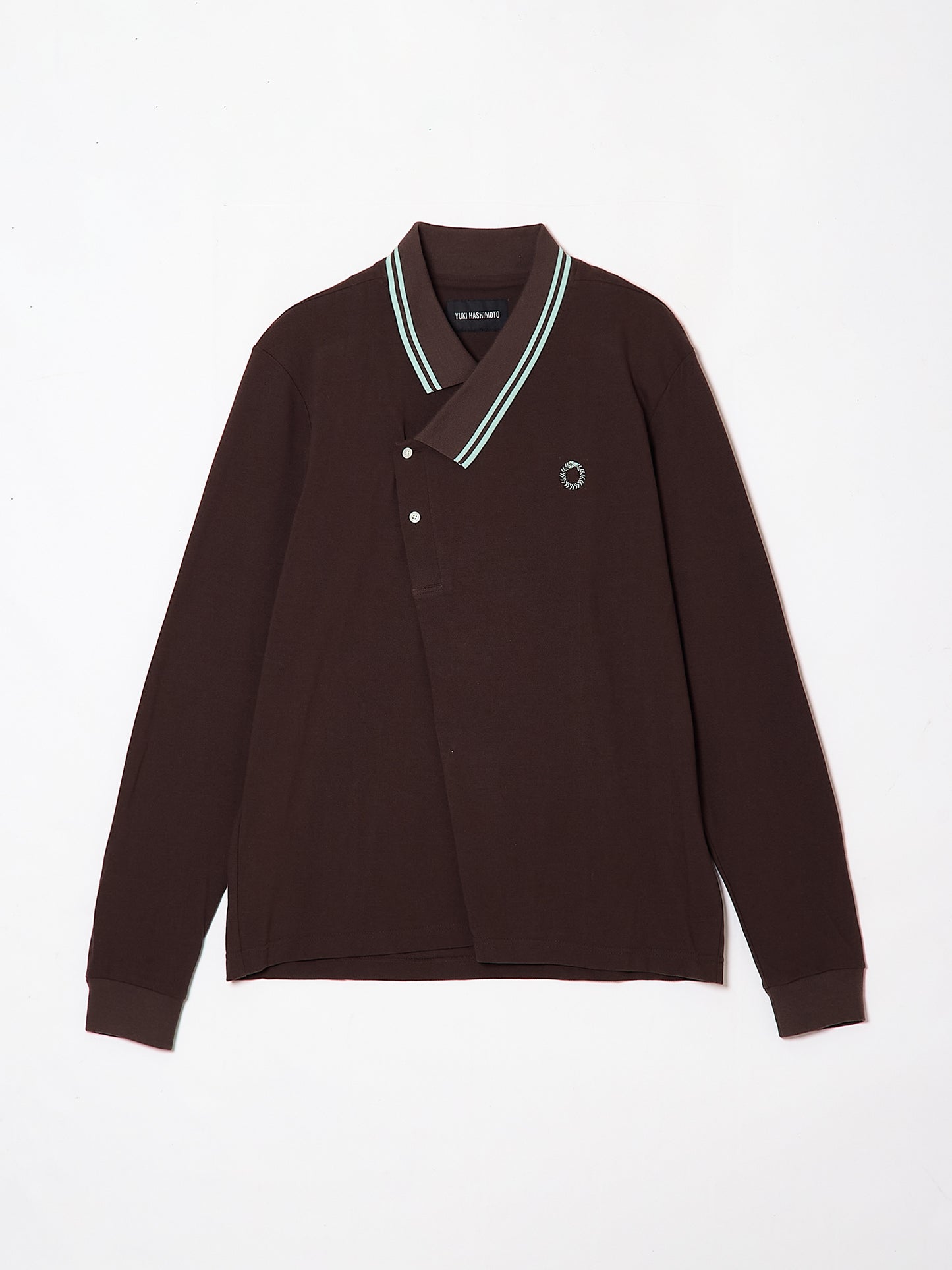 Y NECK POLO L/S SHIRTS BROWN