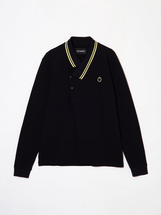 Y NECK POLO L/S SHIRTS BLACK