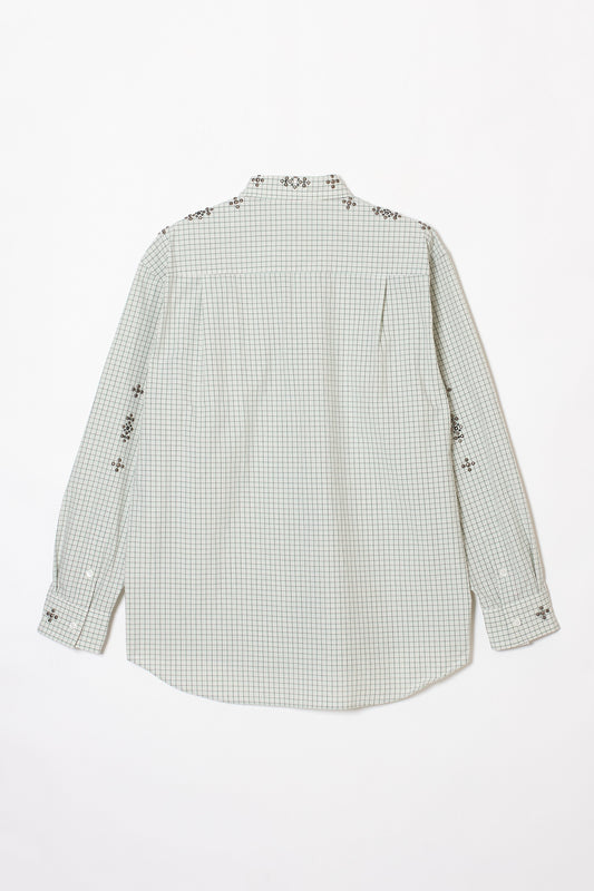 STUDDED REGULAR COLLAR SHIRT GREEN CHECK