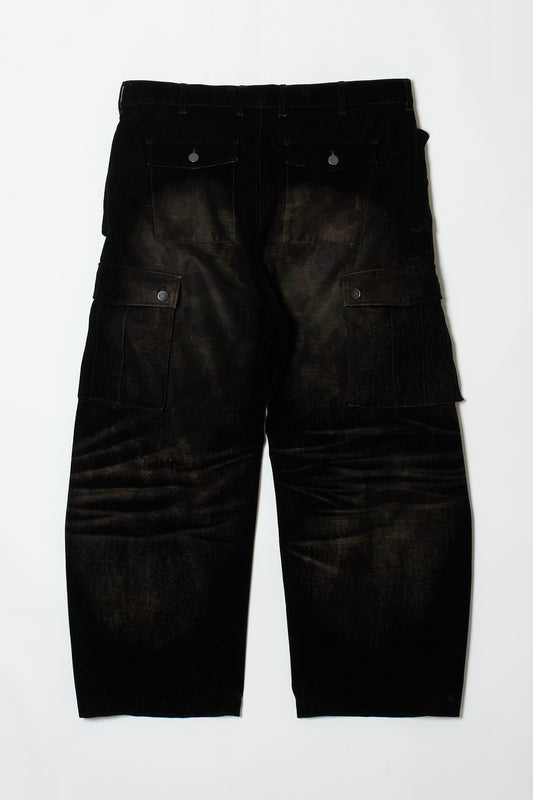 FLOCK CAMOUFLAGE WRAP CARGO PANTS BLACK