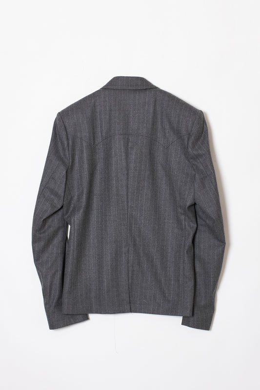 WESTERN YOKE TAILORED JACKET GREY STRIPE