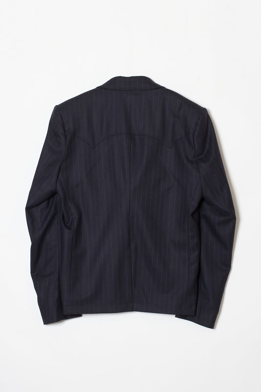 WESTERN YOKE TAILORED JACKET NAVY STRIPE