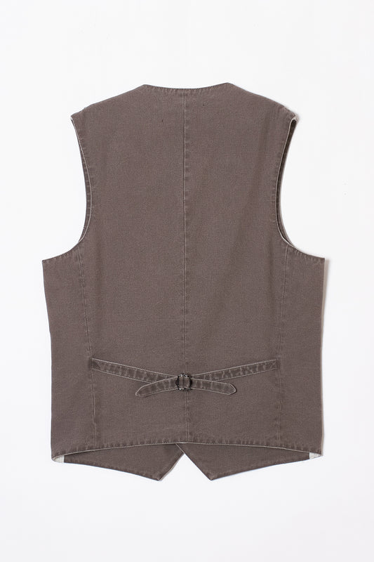 FADED TWILL WESTERN VEST BROWN
