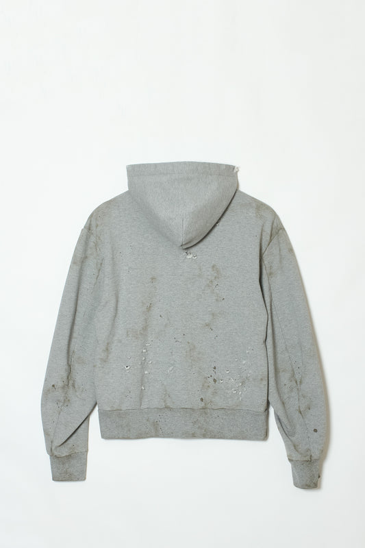 DISTRESSED OIL STAIN HOODIE GREY
