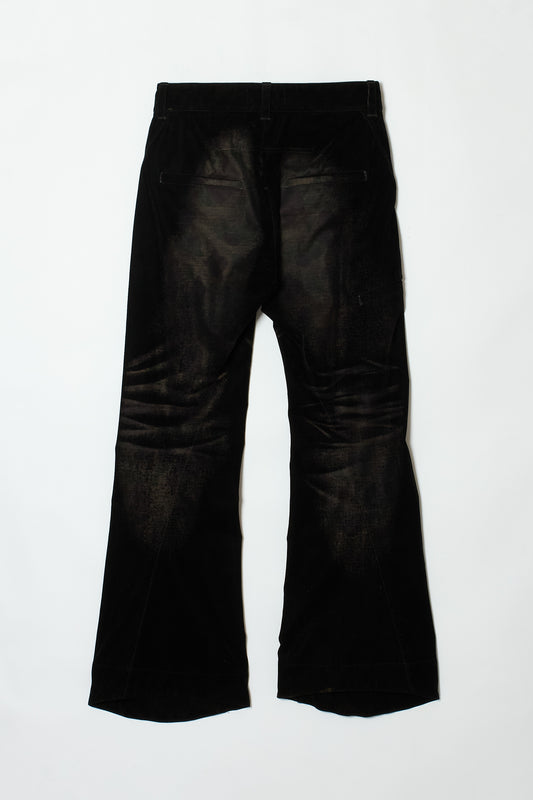 FLOCK CAMOUFLAGE TWISTED FLARED PANTS BLACK