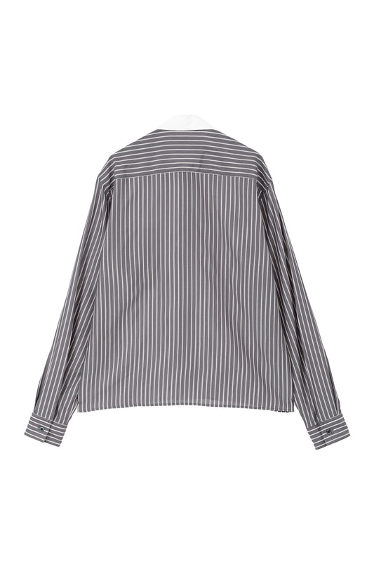 CROPPED GLASS HOLDER SHIRT GREY STRIPE