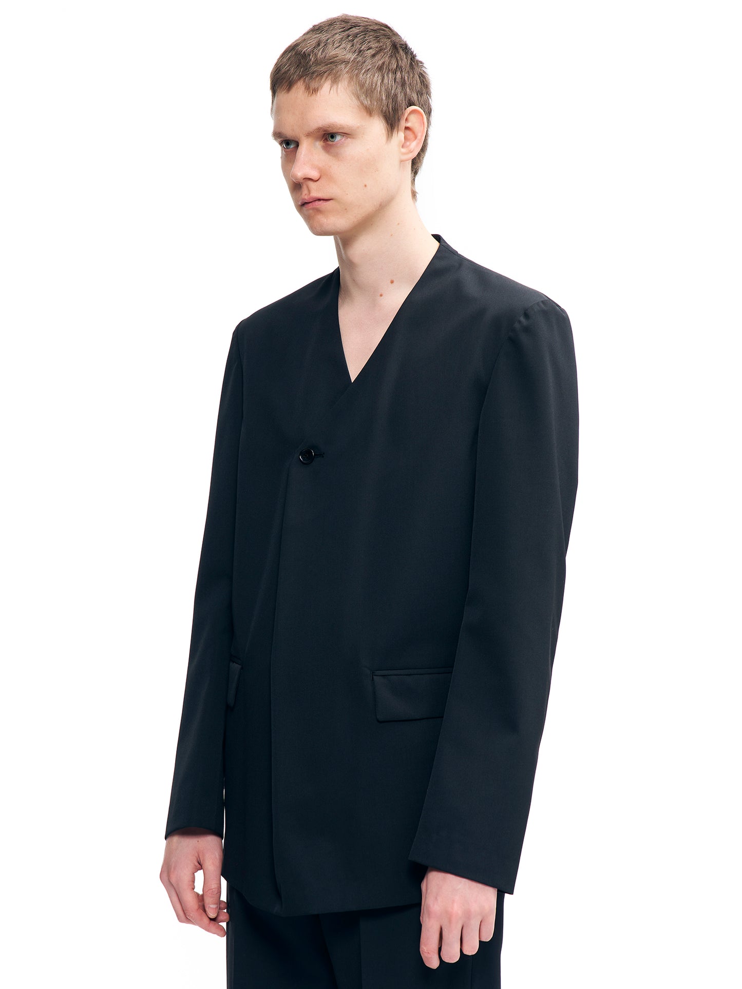 Y NECK JACKET BLACK