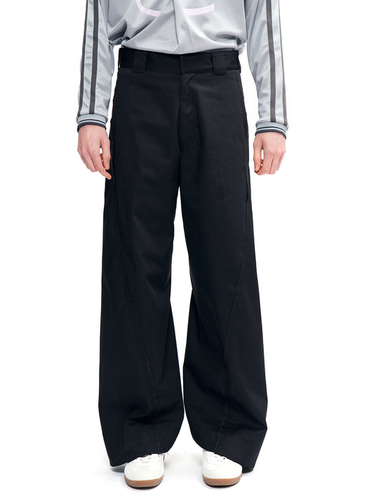 RAW EDGE TWISTED WORK PANTS BLACK