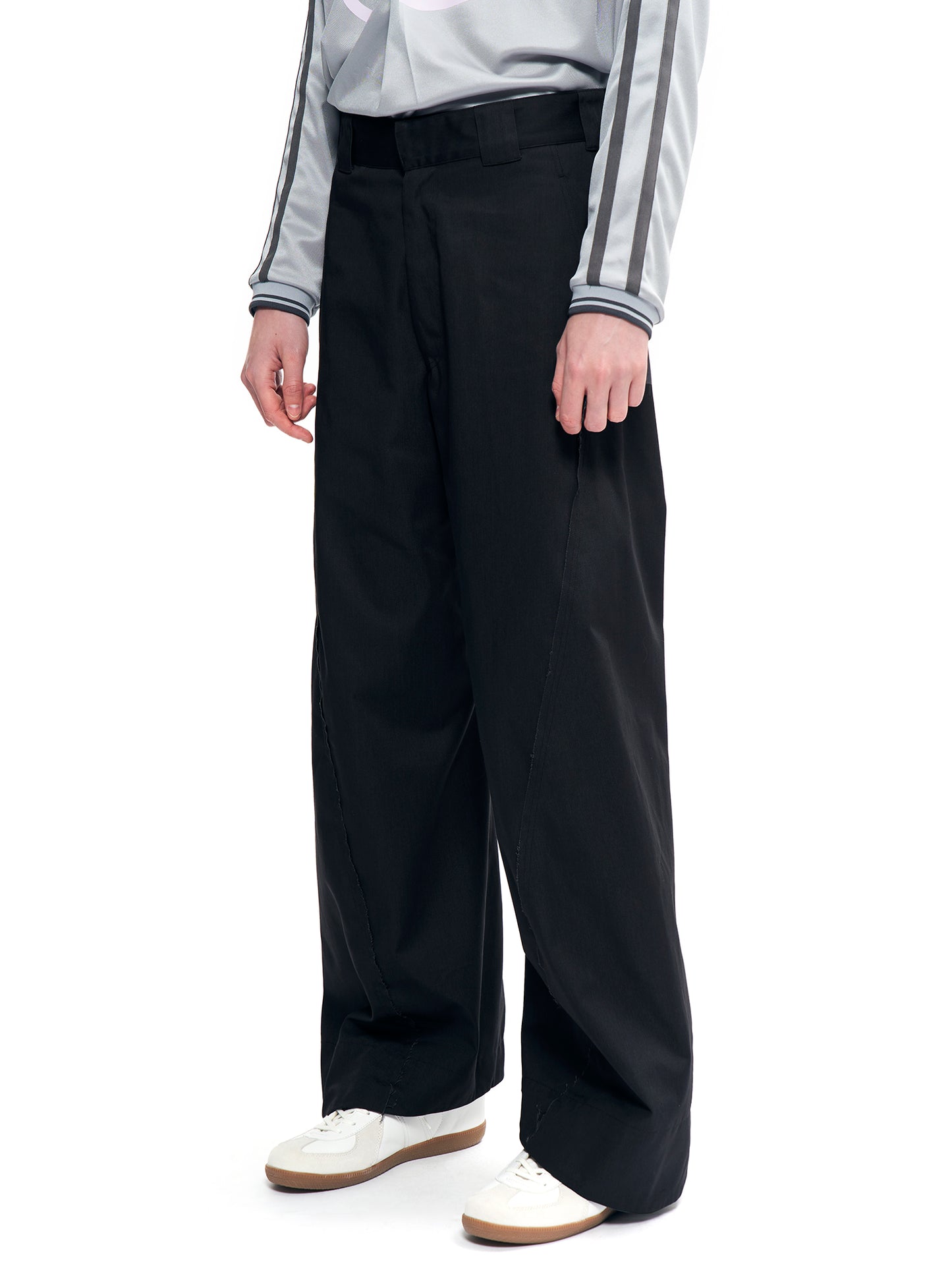 RAW EDGE TWISTED WORK PANTS BLACK