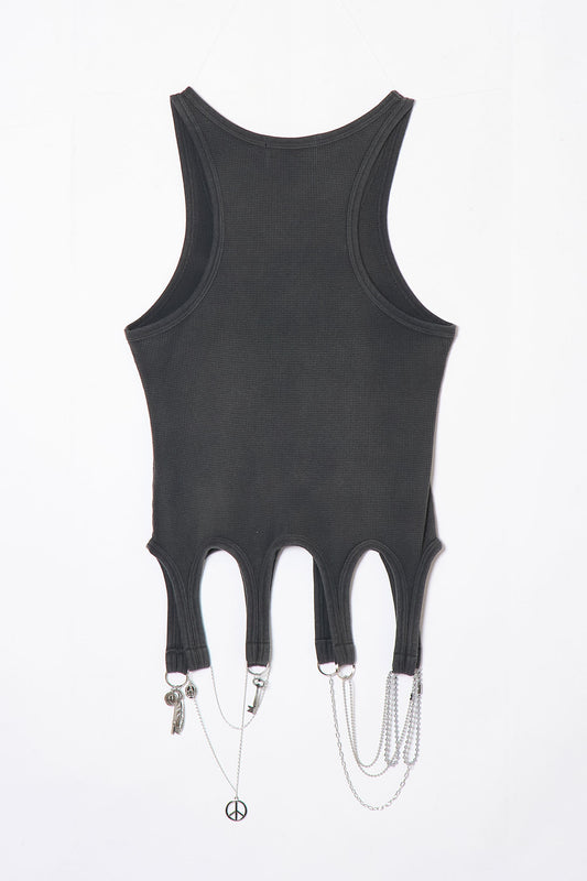 MULTIPLE HEM TANK TOP BLACK