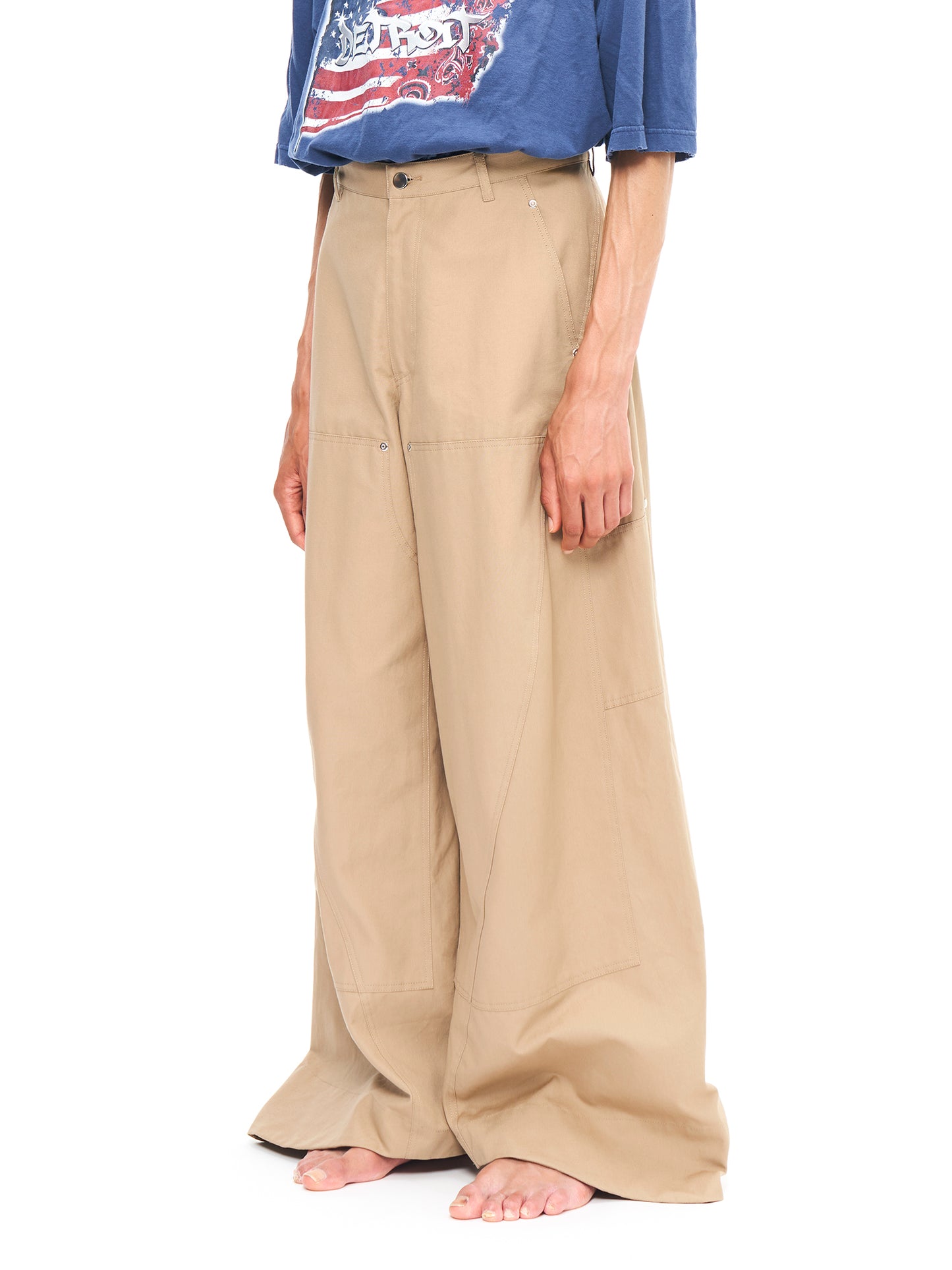 BAGGY TWISTED DOUBLE KNEE PANTS BEIGE