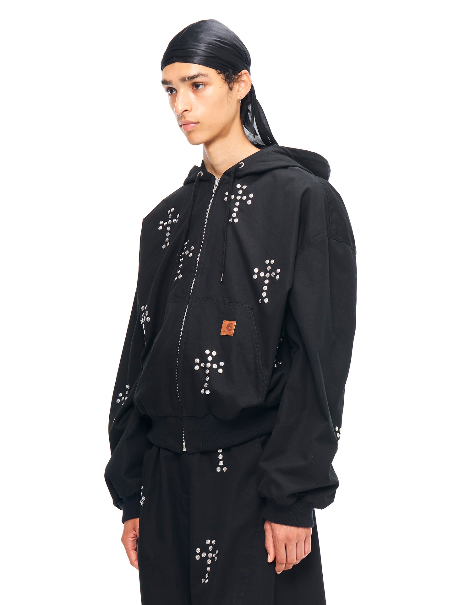 SHORT ACTIVE JACKET WITH CROSS RIVET BLACK