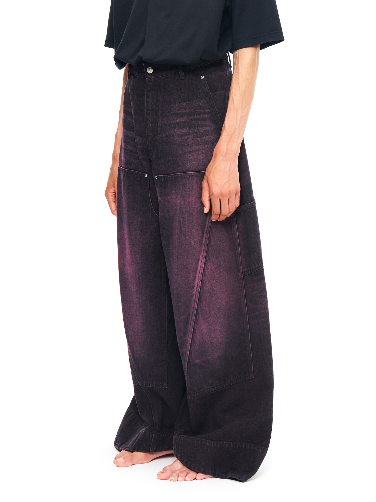 BAGGY TWISTED DOUBLE KNEE JEANS BLACK