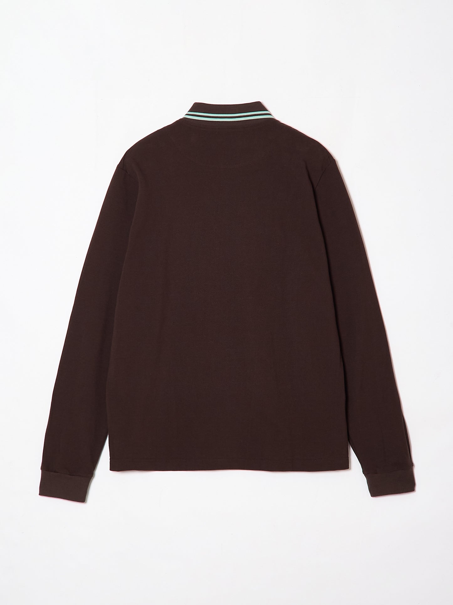 Y NECK POLO L/S SHIRTS BROWN
