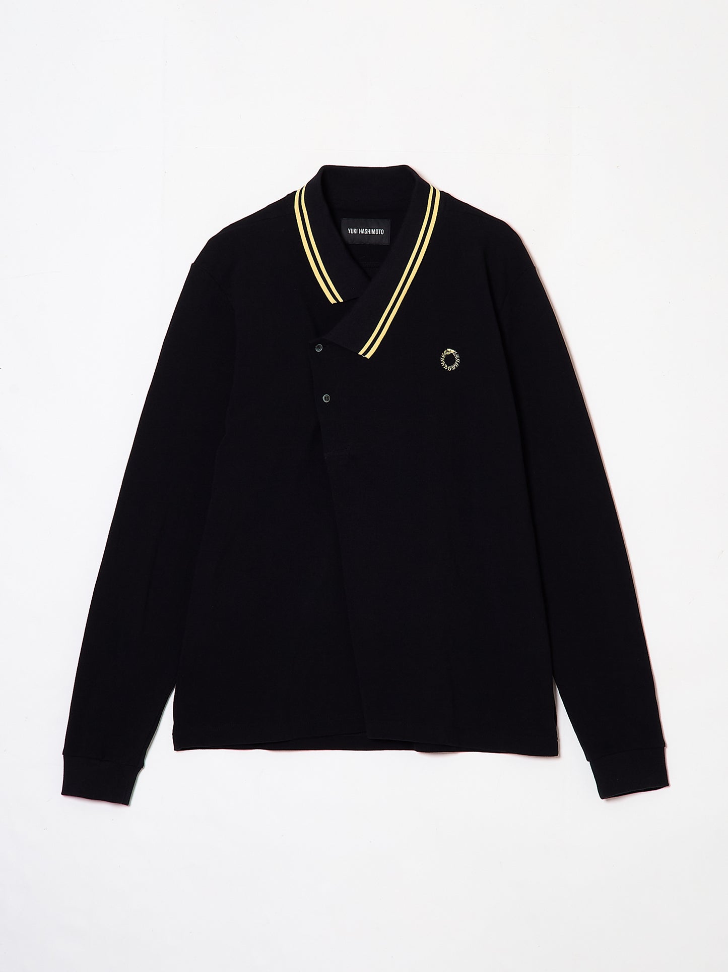 Y NECK POLO L/S SHIRTS BLACK