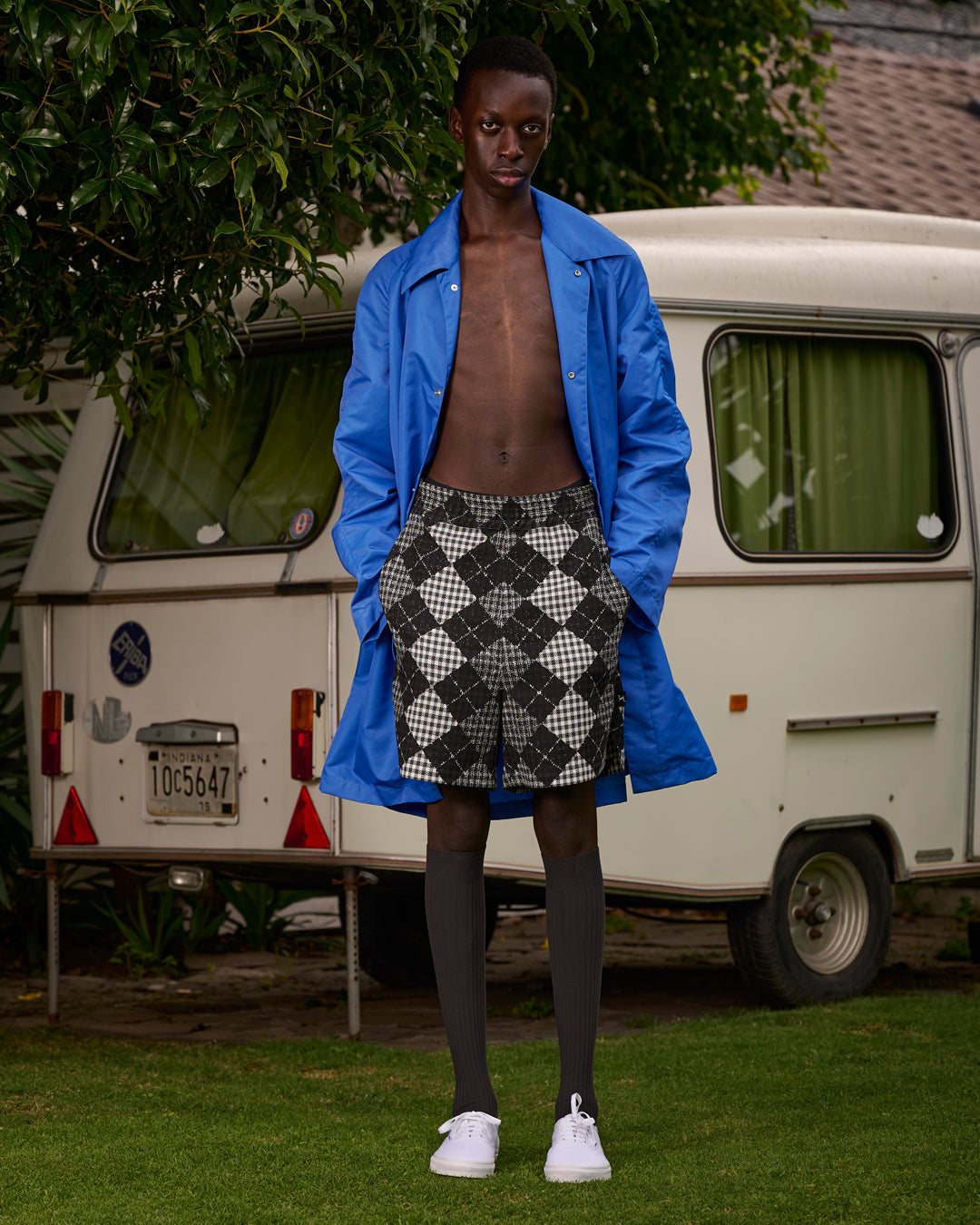 NYLON MAC COAT BLUE