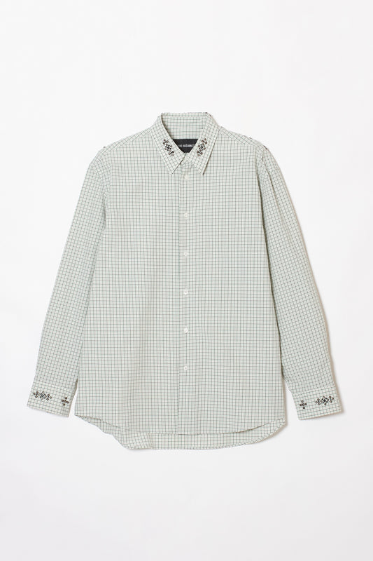 STUDDED REGULAR COLLAR SHIRT GREEN CHECK