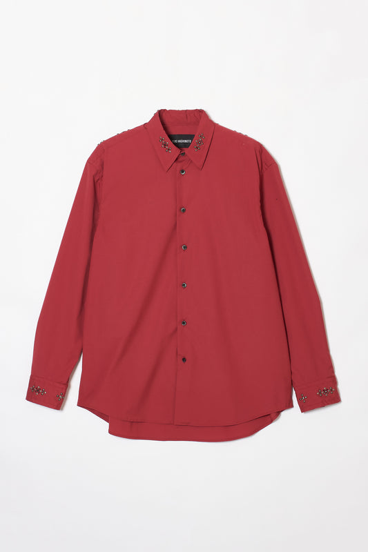 STUDDED REGULAR COLLAR SHIRT RED