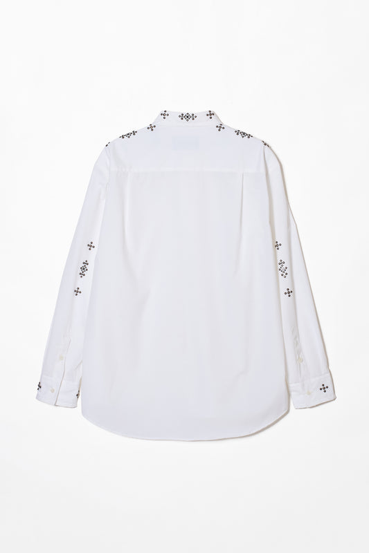 STUDDED REGULAR COLLAR SHIRT WHITE