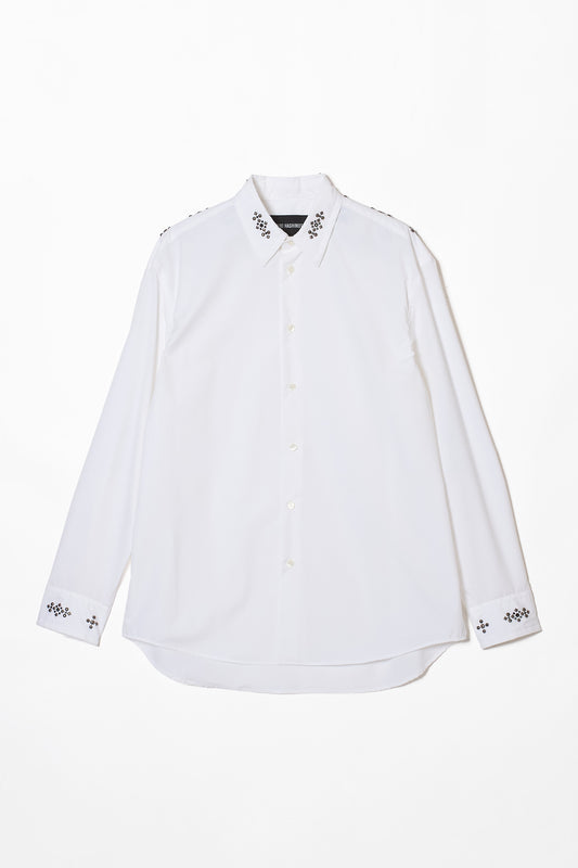 STUDDED REGULAR COLLAR SHIRT WHITE