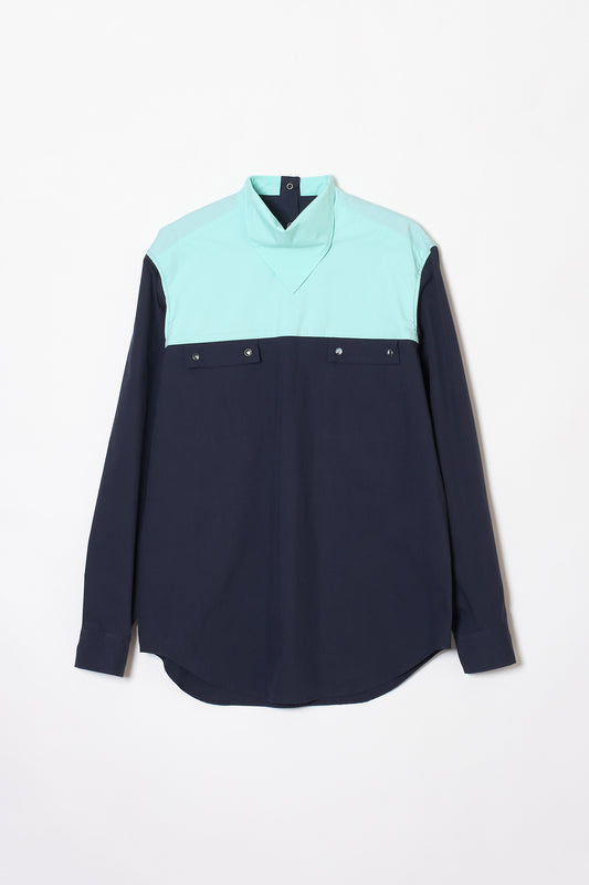 SCARF COLLAR WESTERN SHIRT NAVY