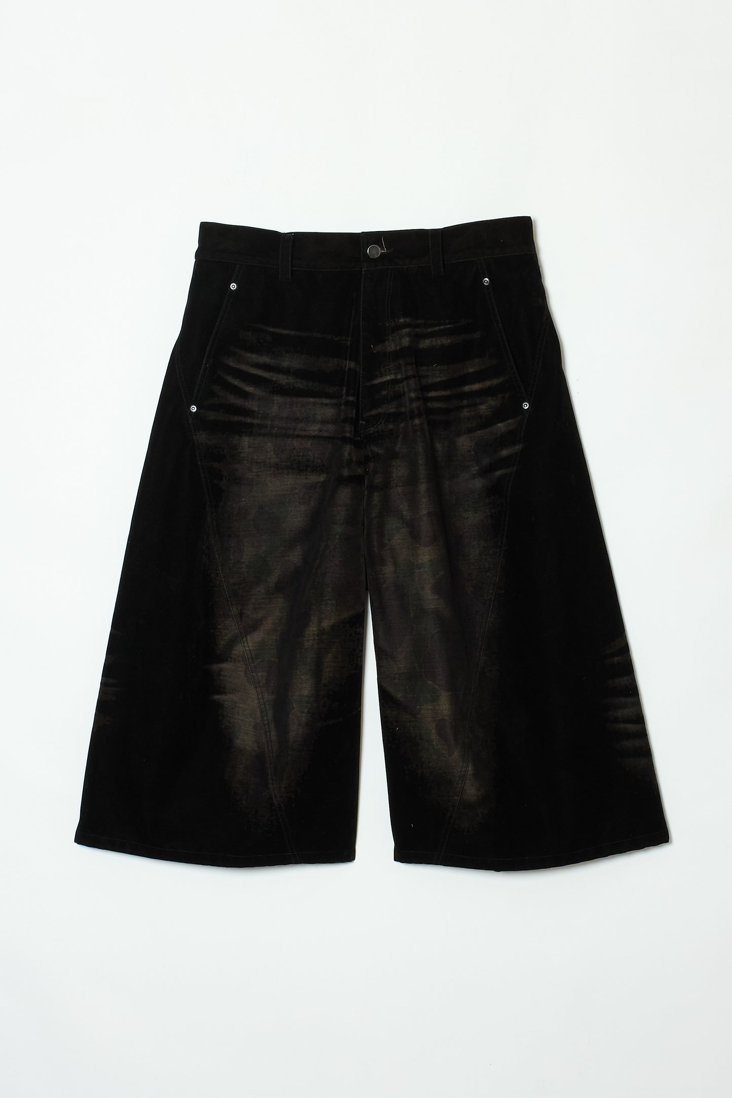 FLOCK CAMOUFLAGE TWISTED JORTS BLACK
