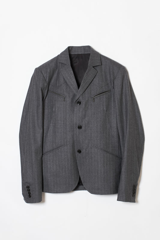WESTERN YOKE TAILORED JACKET GREY STRIPE