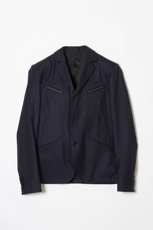 WESTERN YOKE TAILORED JACKET NAVY STRIPE
