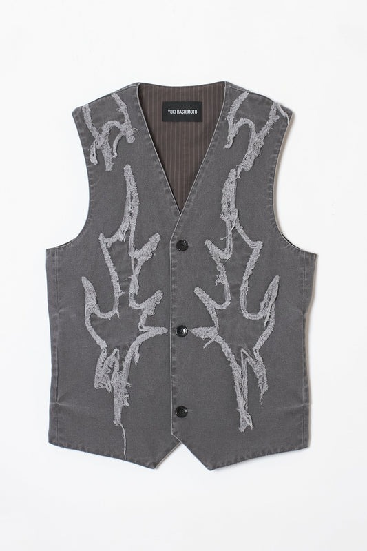 FADED TWILL WESTERN VEST BLACK