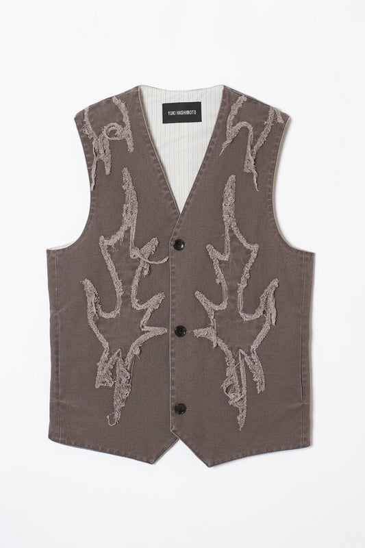 FADED TWILL WESTERN VEST BROWN