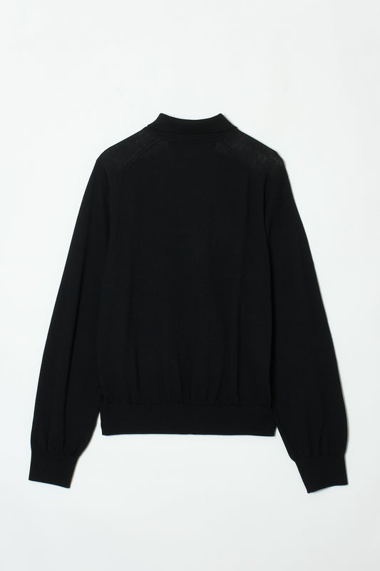 Y NECK POLO KNIT BLACK