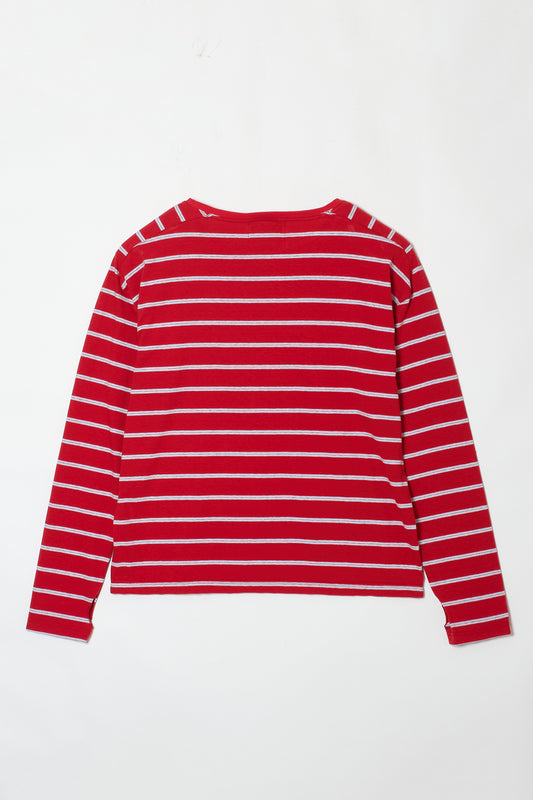 STRIPED THUMBHOLE L/S TEE RED