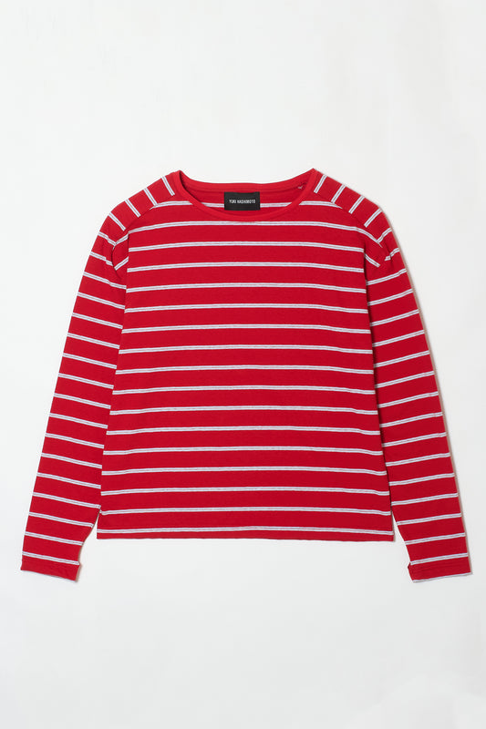 STRIPED THUMBHOLE L/S TEE RED