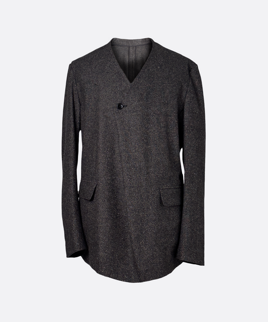 Y-NECK JACKET DARK BROWN