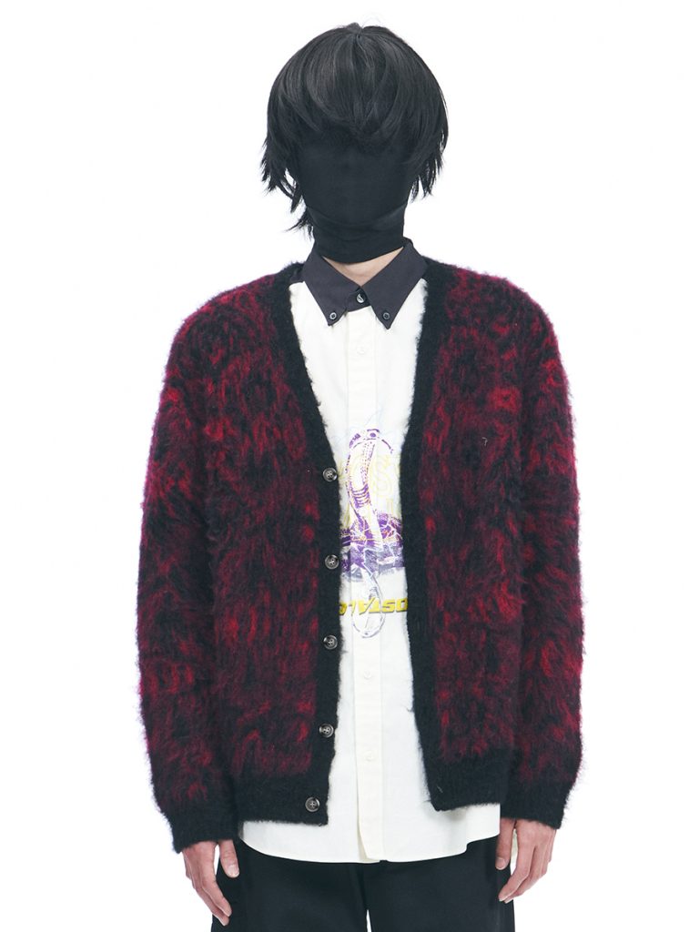 PYTHON PATTERN MOHAIR CARDIGAN RED | YUKI HASHIMOTO